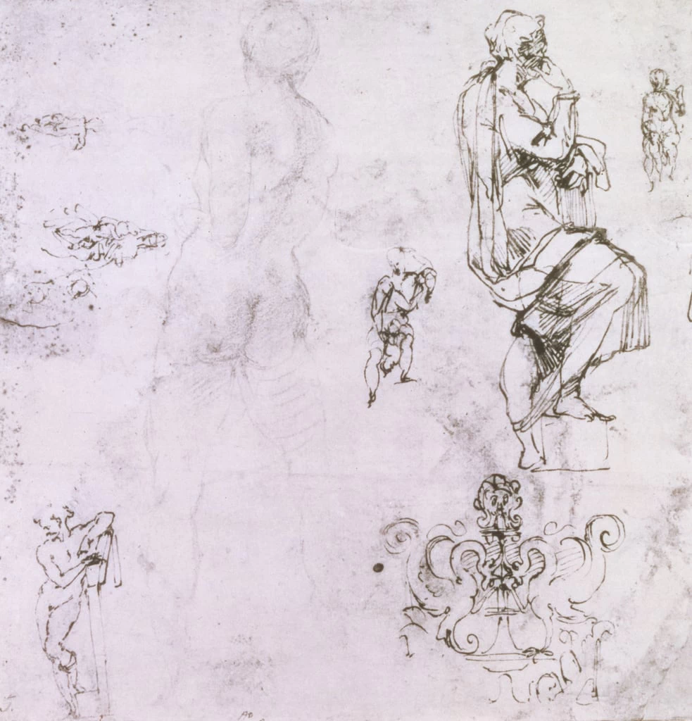 Schizzi di nudi maschili - Gabinetto dei Disegni e Stampe, Galleria Degli Uffizi, Firenze
